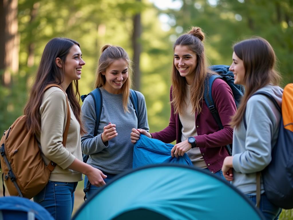 Studenti universitari con attrezzatura camping economica